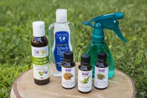 Castor oil, witch hazel and essential oils