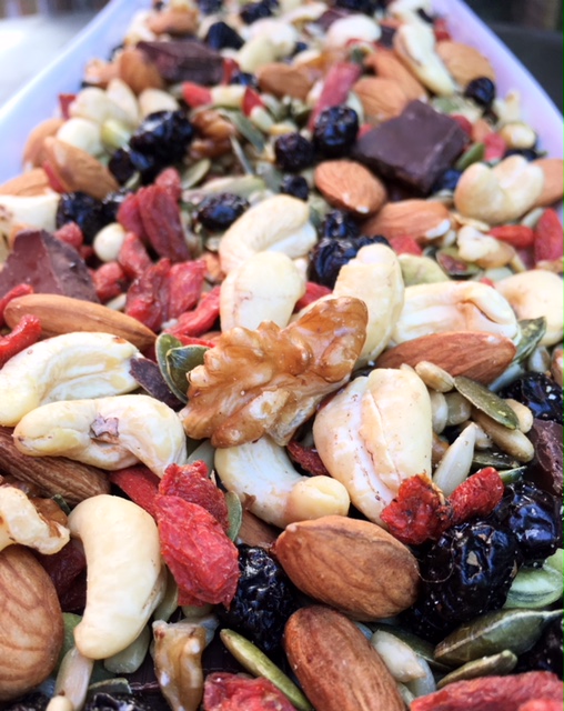 Close up of the trail mix