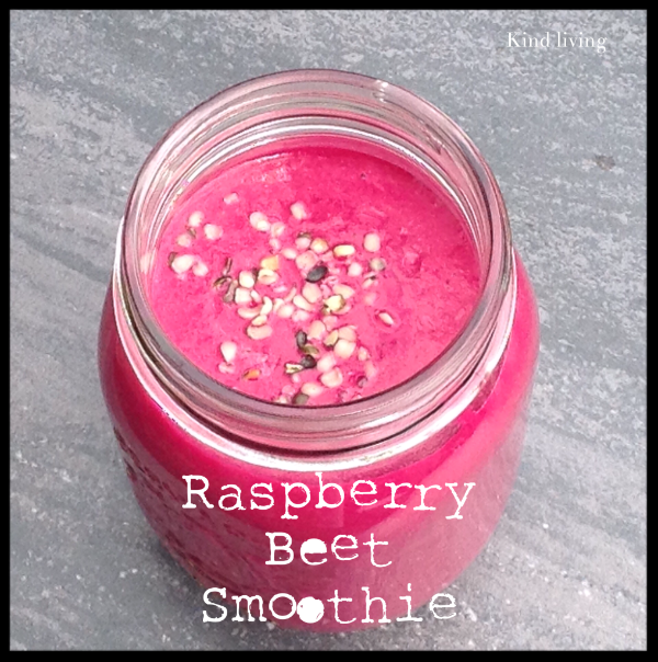 Pink Raspberry Beet Smoothie in a mason jar