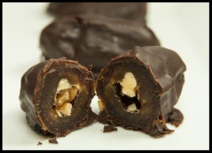 Chocolate, Walnut-stuffed Dates